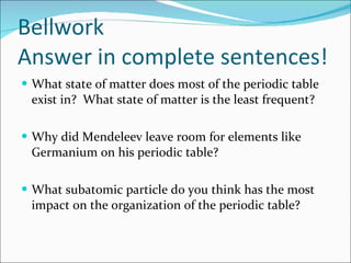 Bellwork Answer in complete sentences! ,[object Object],[object Object],[object Object]