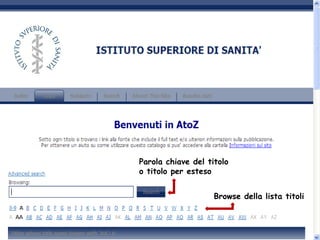 Parola chiave del titolo
o titolo per esteso
Browse della lista titoli
 