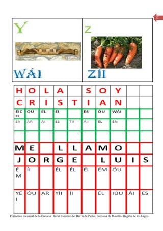 12




Periódico mensual de la Escuela Rural Cumbre del Barro de Peñol, Comuna de Maullín- Región de los Lagos
 