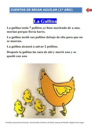 CUENTOS DE BRIAN AGUILAR (1º AÑO)                                                                   14




Periódico mensual de la Escuela Rural Cumbre del Barro de Peñol, Comuna de Maullín- Región de los Lagos
 