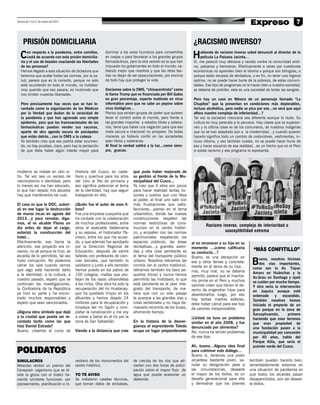 7Semana del 13 al 21 de octubre del 2020 |
moderno se instale en otro si-
tio. Tal vez sea un exceso de
nacionalismo o identidad, pero
lo menos así me han educado,
lo que han dejado mis abuelos
hay que mantenerlos tal cual.
El caso es que la DDC, autori-
zó en ese lugar la destrucción
de muros incas en agosto del
2013…y para rematar, diga-
mos, el ex alcalde Flores un
día antes de dejar el cargo,
autorizó la construcción del
hotel…
Efectivamente, eso llama la
atención, ese proyecto era in-
vasivo, no sé porque se hizo, se
excedía de lo permitido, tal vez
hubo corrupción. No podemos
cerrar los ojos cuando vemos
que algo está haciendo daño
a la identidad, a la cultura, a
nuestro pasado, espero que se
continúen las investigaciones,
la Contraloría de la República
ya hizo su parte y ha encon-
trado muchos responsables y
espero que sean sancionados.
¿Alguna obra símbolo que dejó
a la ciudad que pueda ser re-
cordada tanto como las que
hizo Daniel Estrada?
Bueno, creamos el curso de
Racismo inverso, complejo de inferioridad o
susceptibilidad extrema
Historia del Cusco, en caste-
llano y quechua para los años
del 1ero al 5to de primaria y
eso significa potenciar el tema
de la identidad, hay que seguir
trabajando en ello.
¿Quién fue el autor de esos li-
bros?
Fue una empresa cusqueña que
ha contado con la colaboración
de muchos profesionales, entre
otros el exalcalde Valderrama
y su esposa, el historiador Pa-
checo, entre los que me acuer-
do, y que además fue aprobado
por la Dirección Regional de
Educación, después de varios
talleres con profesores de cien-
cias sociales, que también lo
validaron y junto a ello también
hemos puesto en los patios de
100 colegios, mallas que pro-
tejan de los rayos ultravioletas
a los niños. Otra obra ha sido la
recuperación del río Huatanay-
que ha quedado limpio en los
afluentes y hemos dejado 24
millones para la recuperación y
limpieza del río Saphi y com-
pletar la canalización y me voy
a volver a bañar en el río por la
zona de San Sebastián.
Viendo a la distancia que cree
que pudo haber mejorado de
su gestión al frente de la Mu-
nicipalidad del Cusco…
Yo creo que 4 años son pocos
para hacer realidad tantas ilu-
siones y sueños que uno lleva
al poder, al final uno sale con
más frustraciones que satis-
facciones…pienso en el tema
urbanístico, donde las nuevas
construcciones respeten las
normas restrictivas de cons-
trucción en el centro históri-
co, y empaten con las normas
patrimoniales respetando los
espacios públicos, las áreas
recreativas…y grandes aveni-
das y otra cosa pendiente es
el tema del transporte público
urbano. Nosotros retiramos las
combis (en el centro histórico),
retiramos también los taxis pe-
queños (ticos) y nunca hemos
permitido las mototaxis, lo que
está pendiente es el plan inte-
grado del transporte, de ma-
nera que con un solo pasaje
te acerque a las grandes vías y
rutas vertebrales y no haya de-
masiado recorrido de los buses,
ahorrando tiempo.
En la historia de la desver-
güenza el expresidente Toledo
ocupa un lugar preponderante
POLIDATOS
SIMULACROS
Moscoso recibió un premio del
Cenepred- organismo que se di-
vide la gloria con el Indeci ha-
ciendo similares funciones- por
planeamiento, planificación e in-
ventario de los monumentos del
centro histórico.
YO TE AVISO
Se instalaron casetas técnicas,
que toman datos de embalses,
de crecida de los ríos que ad-
vierten con dos horas de antici-
pación sobre el mayor flujo de
agua que pueda ocasionar un
desborde.
PRISIÓN DOMICILIARIA
Con respecto a la pandemia, entre comillas,
¿está de acuerdo con esta prisión domicilia-
ria y el uso de bozales coactando las libertades
de las personas?
Hemos llegado a esta situación de dictadura que
tenemos que acatar todas las normas, por la sa-
lud, parece que es lo correcto, porque no solo
está ocurriendo en todo el mundo, no hubiése-
mos querido que eso pasara, es incómodo que
nos limiten nuestras libertades.
Pero precisamente hay voces que se han le-
vantado como la organización de los Médicos
por la Verdad que dudan de la veracidad de
la pandemia y que han agravado una simple
epidemia, para que las transnacionales de las
farmacéuticas puedan vender sus vacunas,
aparte de otra agenda oscura de psicópatas
que están detrás…con la OMS a la cabeza
Yo también creo que eso podría estar ocurrien-
do, no hay pruebas, claro, pero hay la sensación
de que debe haber algún interés mayor para
dominar a los seres humanos para convertirlos
en ovejas o para favorecer a los grandes grupos
farmacéuticos, pero la otra versión es la que han
impuesto los gobernantes en todo el mundo, sa-
biendo mejor que nosotros y que las otras teo-
rías no dejan de ser especulaciones, por encima
de todo hay que proteger la vida.
Decíamos sobre la OMS, “chinacentrista” como
lo llama Trump que es financiada por Bill Gates
en gran porcentaje, experto malévolo en virus
informático pero que no sabe un pepino sobre
virus biológicos…
Pienso que existen grupos de poder que quieren
tener el control sobre el mundo, pero frente a
las grandes mayorías y estados libres y sobera-
nos, tiene que haber una negación para que eso
meta oscura e irracional no prospere. De todas
maneras yo todavía confío en las sociedades
sean libres y soberanas.
Al final la verdad saldrá a la luz…como siem-
pre, gracias.
¿RACISMO INVERSO?
Hablando de racismo inverso usted denunció al director de la
película La Paisana Jacinta…
Si, me pareció muy ofensiva y racista contra la comunidad andi-
na, paisanos y hermanos. Efectivamente a veces por cuestiones
económicas no aprenden bien el idioma o porque son bilingües, o
porque están escasos de dentadura, o en fin, no tener una higiene
optima, no se puede hacer burla de la pobreza, de estas comuni-
dades. Ese tipo de programas no le hacen bien a nuestra sociedad,
se debería de prohibir, esta es una sociedad de todas las sangres.
Pero hay un caso en México de un personaje llamado “La
Chupitos” que la presentan en condiciones más deplorables,
incluso alcohólica, pero nadie se pica por eso…no será que aquí
aflora nuestro complejo de inferioridad…?
Tal vez la sociedad mexicana sea diferente aunque lo dudo. Su
cultura es muy parecida a la peruana. Hay clases que se superpo-
nen y la última clase es de los comuneros, de nuestros indígenas
que no se han adaptado aún a la modernidad…y cuando quieren
hacerlo significa todo un cambio de costumbres, vestimentas, in-
cluso idioma, y eso también cuesta, no se puede hacer burla de
eso y hacer escarnio de esa realidad…es un hecho que en el Perú
si existe racismo y ese programa lo representa.
“MÁS CONFITILLO”
Bueno, nosotros hicimos
dos vías importantes,
como son la Av. Túpac
Amaru en Huánchac y la
Av.Grau en Santiago y ojalá
se cuiden por mucho tiempo.
Y otra sería la intervención
en Jaquira aunque esté
enterrado y escondido.
También nosotros hemos
iniciado el proyecto de un
gran parque en la zona de
Sacsayhuamán, primero
haciendo que esos terrenos
que eran propiedad de
una fundación pasen a la
municipalidad por concesión
por 40 años, hablo del
Parque Killa, que sería el
pulmón verde del Cusco.
al no reconocer a su hija en su
momento …¿cómo calificaría
su conducta…?
Bueno, es una decepción en
ese y otros temas y concreta-
mente en el tema de su hija…
mal, muy mal, no se debería
permitir, parece que el machis-
mo prime en el Perú y muchos
varones creen que tienen el de-
recho de engendrar hijos para
abandonarlos luego, por eso
hay tantas madres solteras,
debe haber cárcel para ese tipo
de varones irresponsables.
¡¿Usted no tuvo un problema
similar en el año 2008, y fue
denunciado por alimentos?
No, nunca he tenido problemas
de ese tipo.
Ah, bueno…Alguna idea final
para culminar este diálogo…
Bueno si, tenemos una joven
alcaldesa bastante joven, sa-
ludar su designación pese a
las circunstancias, desearle
el mayor de los éxitos, es un
desafío generacional para ella
y demostrar que los jóvenes
también pueden hacerlo bien,
lamentablemente estamos en
una situación de pandemia en
que todos los alcaldes pasan
desapercibidos, aún así desear-
le éxitos.
 