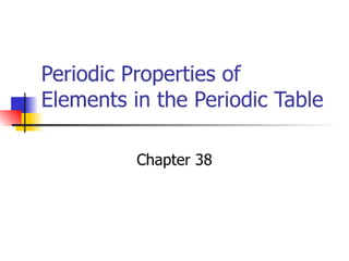 Periodic Properties Of Elements In The Periodic Table