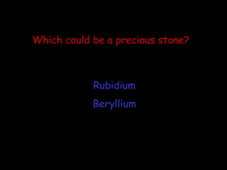 Which could be a precious stone? Rubidium Beryllium 
