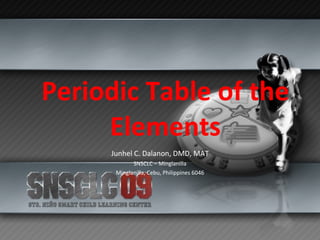 Periodic Table of the Elements Junhel C. Dalanon, DMD, MAT SNSCLC – Minglanilla Minglanilla, Cebu, Philippines 6046 
