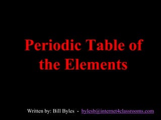 Periodic Table of
  the Elements

Written by: Bill Byles - bylesb@internet4classrooms.com
 