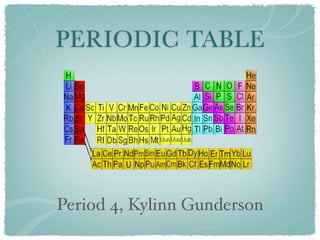 PERIODIC TABLE




Period 4, Kylinn Gunderson
 