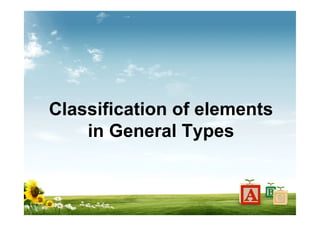 Classification of elements
in General Types
 