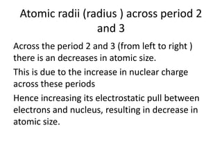 Inorganic Chemistry: Period 2 and 3 | PPTX