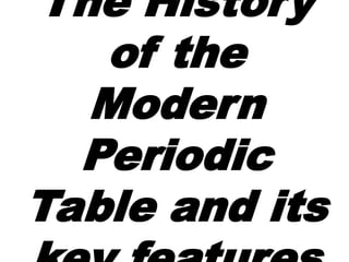 The History
of the
Modern
Periodic
Table and its
 