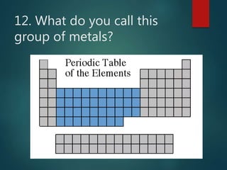 12. What do you call this
group of metals?
 
