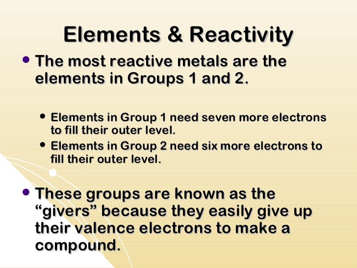 What Property Determines The Chemical Reactivity Of An Element What Property Determines The Chemical Reactivity Of An Element