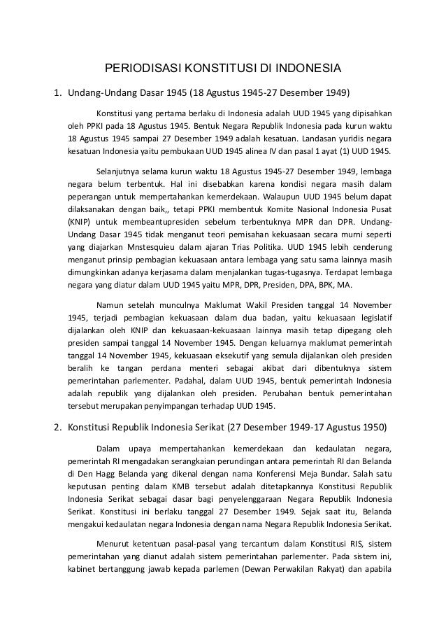 Periodisasi Konstitusi Di Indonesia