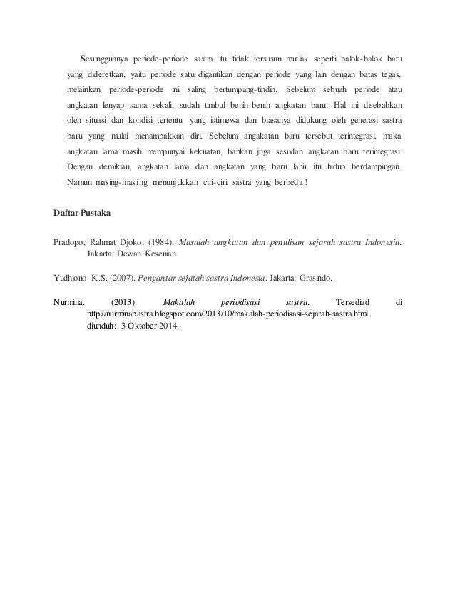 Periodisasi Sastra Indonesia