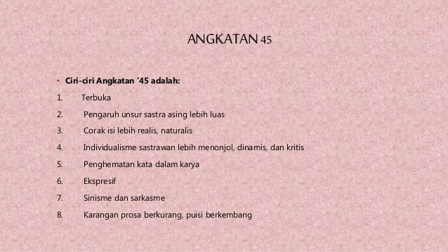 Periodisasi Sastra Beserta Pengarang Dan Karyanya