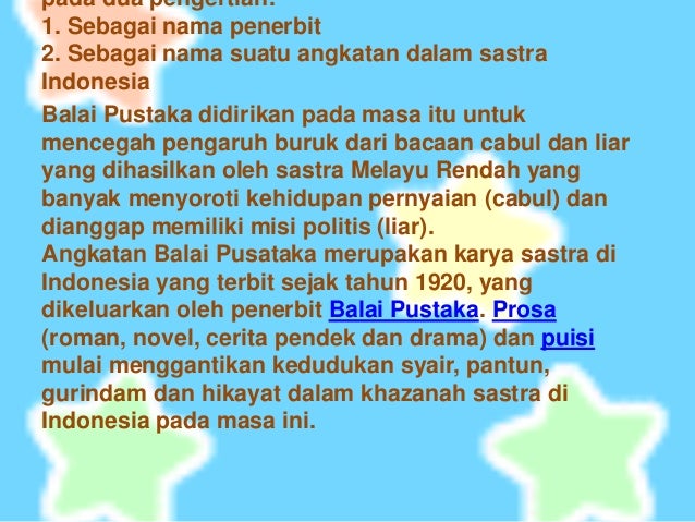 Periodisasi sastra angkatan balai pustaka
