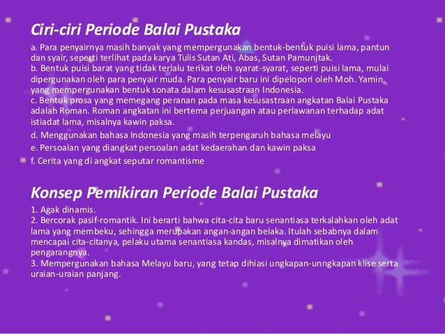 Periodisasi sastra angkatan balai pustaka