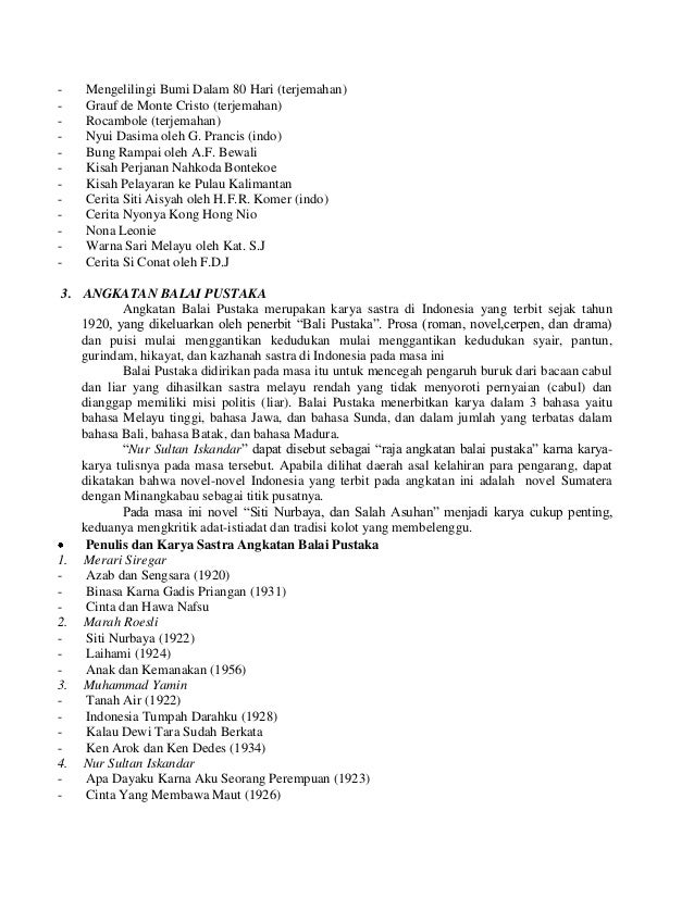 Periodisasi sastra indonesia dan karyanya by : rizal n putra