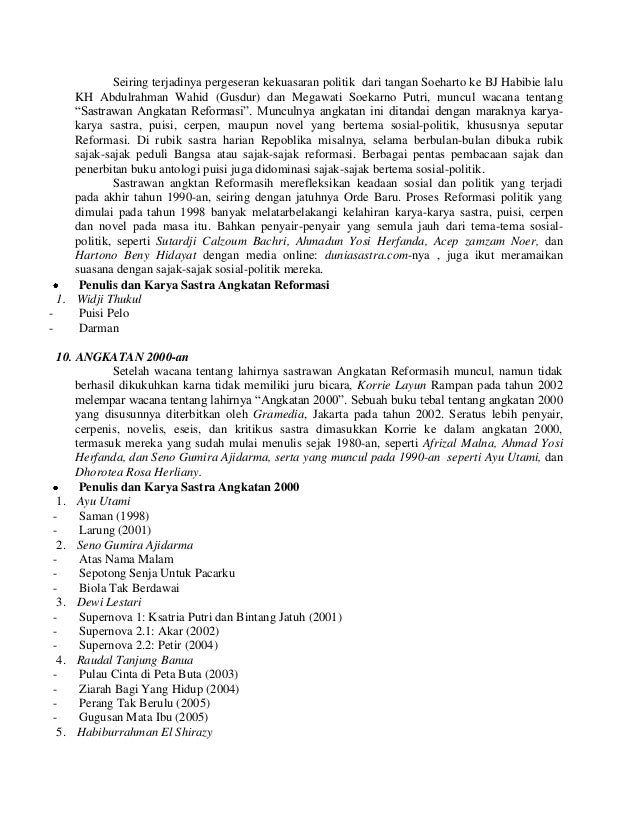 Periodisasi Sastra Indonesia Dan Karyanya By Rizal N Putra periodisasi sastra indonesia dan karyanya by rizal n putra