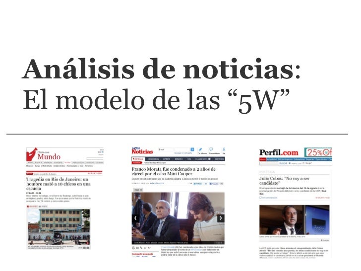 El modelo de las 5W en la noticia El modelo de las 5W en la noticia