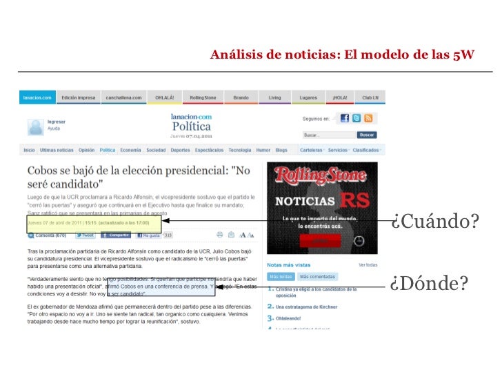 El modelo de las 5W en la noticia