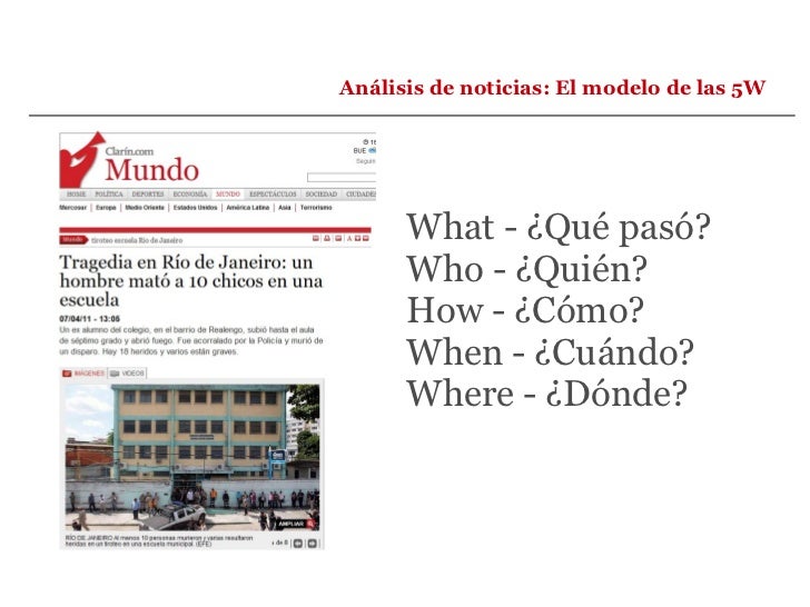 El modelo de las 5W en la noticia