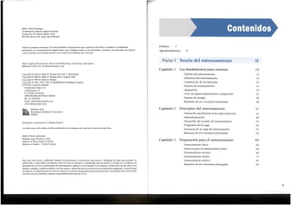3
63
63
66
68
71
81
82
Preparaci6nparael entrenamiento
Entrenamiento ffsico
Ejercicio para el entrenamiento ftsico
Entrenamiento tecnico
Entrenamiento tactico
Entrenamiento te6rico
Resumen de los conceptos principales
41
41
48
53
54
61
62
Principiosdel entrenamiento
Desarrollo multilateral versus especializaci6n
Individualizaci6n
Desarrollo del modelo de entrenamiento
Progresi6n de la carga
Secuencia de la carga de entrenamiento
Resumen de los conceptos principales
13
13
14
16
16
18
23
30
38
Los fundamentosparaentrenar
Ambito del entrenamiento
Objetivos del entrenamiento
Clasificaci6n de las destrezas
Sistema de entrenamiento
Adaptaci6n
Ciclo de supercompensaci6n y adaptaci6n
Fuentes de energfa
Resumen de los conceptos principales
ll
Teorfa del entrenamiento
9
Capitulo 3
Capitulo 2
Capitulo 1
Parte I
Prefacio 7
Agradecimientos
Esta obra esta escrita y publicada tratando de proporcionar la informaci6n mas precisa y fidedigna del tema que presenta. Su
publicaci6n y venta deben considerarse como un servicio educativo y entendiendo que los autores y el editor no se dedican a la
prestaci6n de servicios profesionales de entrenamiento, medicos u otros basados en su autona y publicaci6n de esta obra. Si se
requiere consulta o asistencia medica o de otro experto, deben buscarse los servicios de un profesional competente. A pesar de que
los autores y el editor han puesto todos los medios a su alcance para garantizar que la informaci6n y recomendaciones de este libro
sean las correctas, declinan cualquier responsabilidad derivada de su uso.
ISBN: 978-84-16676-68-2
Dep6sito legal: M-40.211-2018
Impreso en Artes Graficas COFAS
Impreso en Espana - Printed in Spain
Las direcciones web citadas estaban actualizadas en el momento del cierre de la edici6n de este libro.
Fotografias e ilustraciones: © Human Kinetics
Miembro de la
World Sport Publishers' Association
(WSPA)
Copyright© 2019 by Tudor 0. Bompa and Carlo A. Buzzichelli
Copyright© 2009 by Tudor 0. Bompa and G. Gregory Haff
Copyright© 1999 by Tudor 0. Bompa
Copyright© 1994, 1994, 1983 by Kendall/Hunt Publishing Company
© 2019 de la edici6n espafiola
by Ediciones Tutor, S.A.
cl Impresores, 20
P. E. Prado del Espino
28660 Boadilla del Monte, Madrid
Tel.: 91 559 9832
Email: info@edicionestutor.com
www.edicionestutor.com
Tftulo original: Periodization. Theory and Methodology of Training.Sixth edition
Publicado en EE. UU. por Human Kinetics, Inc.
Todos los derechos reservados. No esta permitida la reproducci6n total o parcial de este libro, ni tampoco su tratamiento
informatico, ni la transmisi6n de ninguna forma o por cualquier medio, ya sea electr6nico, mecanico, por fotocopia, por registro
u otros metodos, sin el permiso previo y por escrito de los titulares del copyright.
Editor: David Domingo
Coordinaci6n editorial: Paloma Gonzalez
Traducci6n: Dr. Alberto Munoz Soler
Revision tecnica: Dr. Jorge Garcia Bastida
 