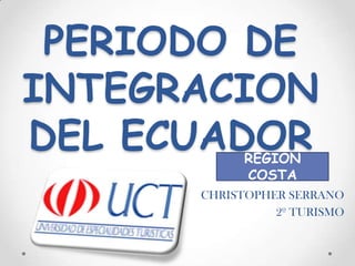 PERIODO DE INTEGRACION DEL ECUADOR REGION COSTA CHRISTOPHER SERRANO 2º TURISMO 