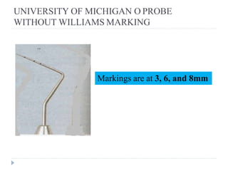UNIVERSITY OF MICHIGAN O PROBE
WITHOUT WILLIAMS MARKING
Markings are at 3, 6, and 8mm
 