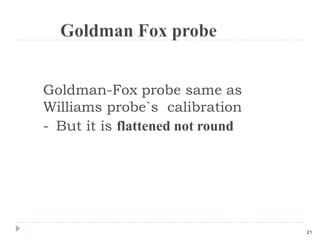 Goldman-Fox probe same as
Williams probe`s calibration
- But it is flattened not round
21
 