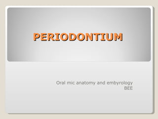PERIODONTIUM Oral mic anatomy and embyrology BEE 