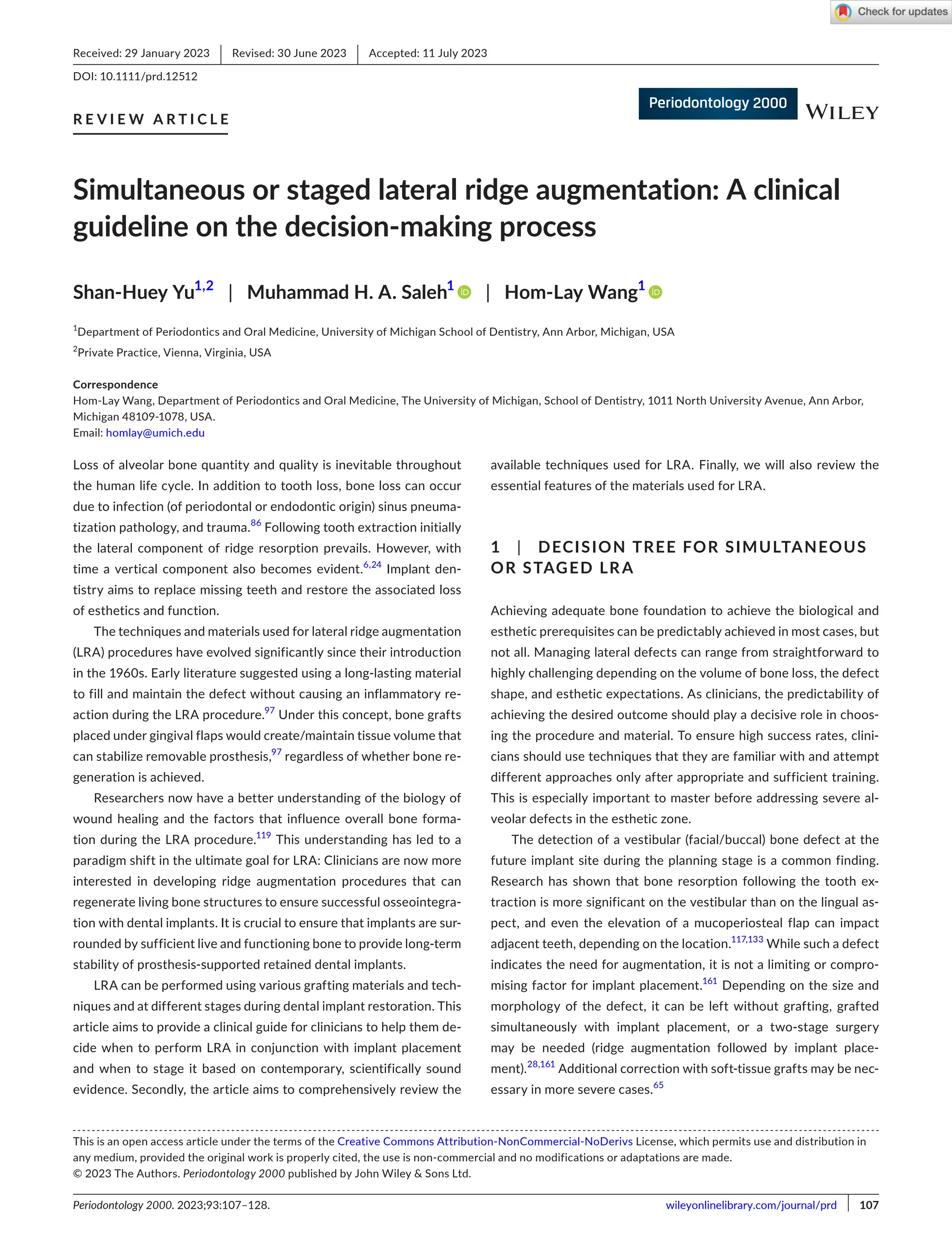 Periodontology 2000 - 2023 - Yu - Simultaneous or staged lateral ridge ...