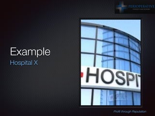 Example
Hospital X
Proﬁt through Reputation
 
