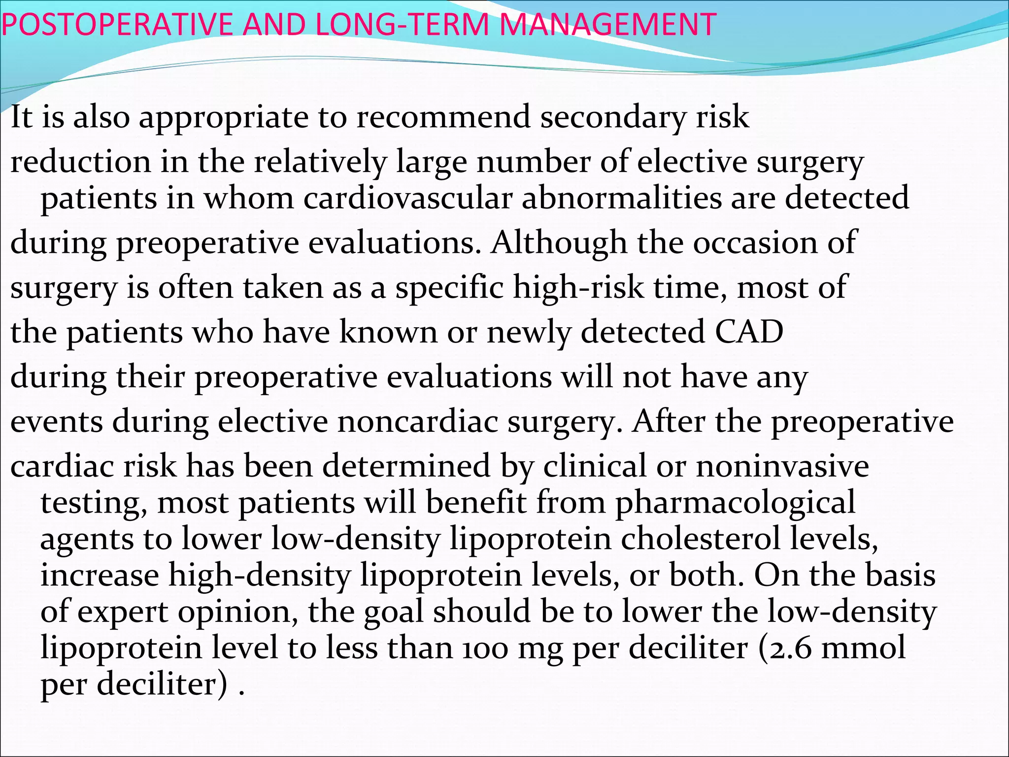 Perioperative cardiovascular evaluation for non cardiac surgery | PPT