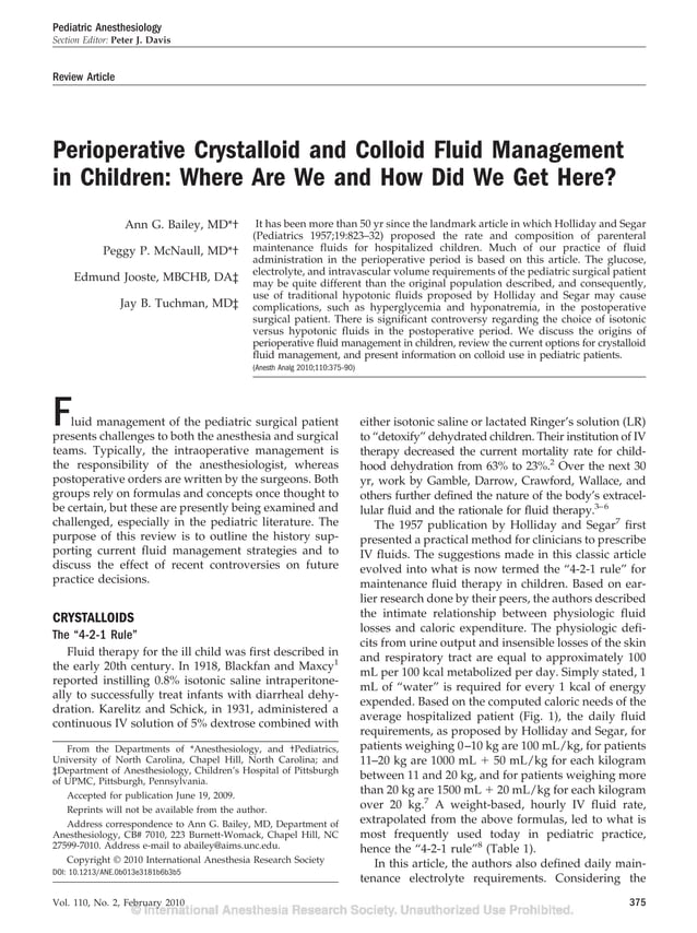 Perioperative crystalloid and colloid fluid management in children