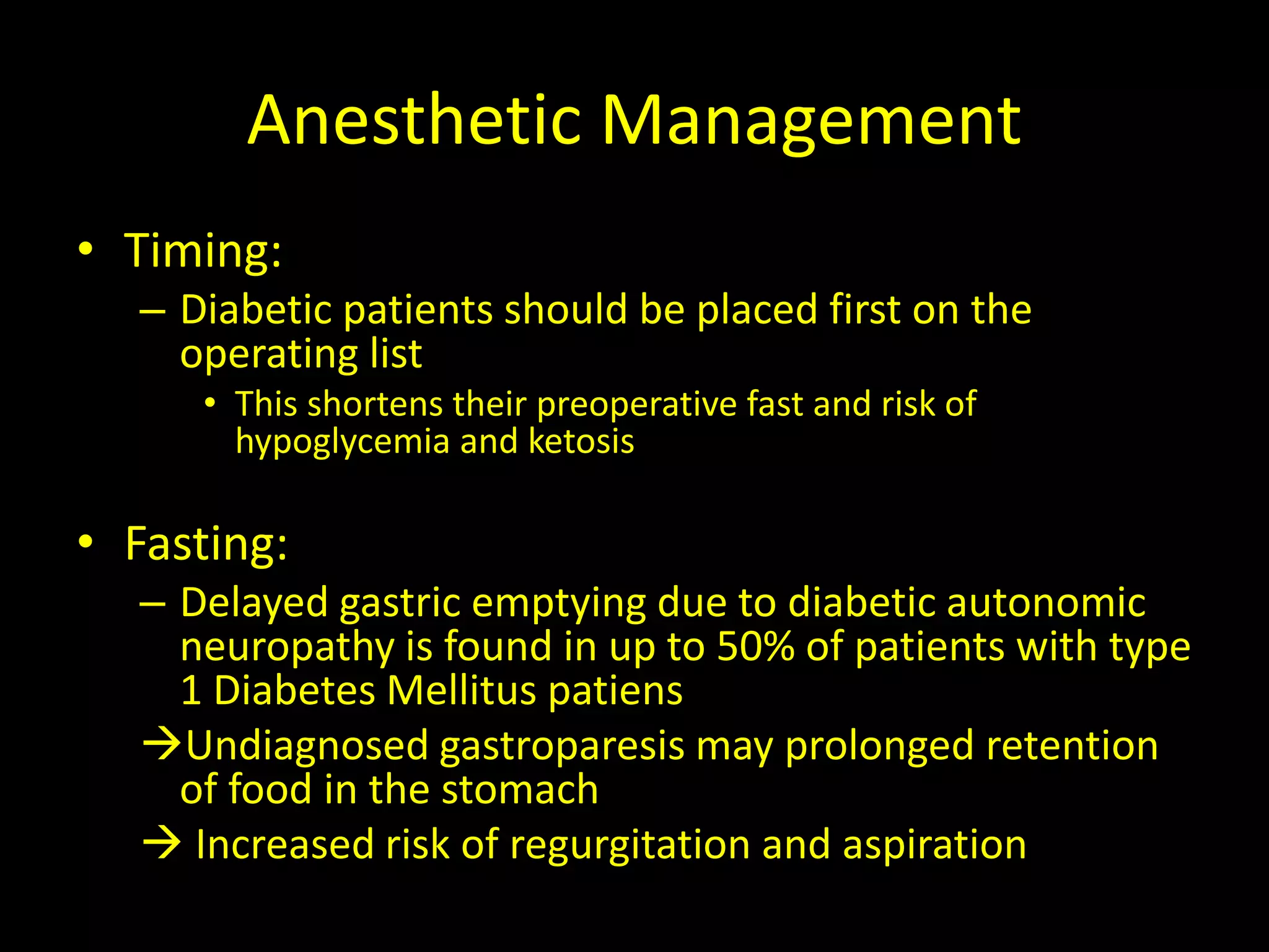 Perioperative management of a patient with diabetes mellitus | PPTX