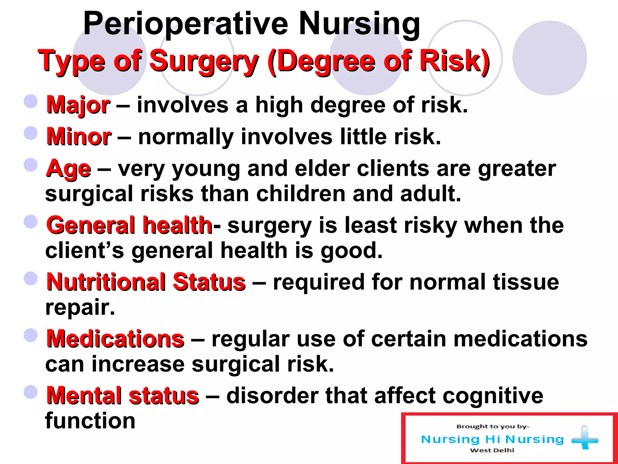 Perioperative Risks Peri-operative nursing | PPT