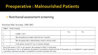  Nutritional assessment screening
 
