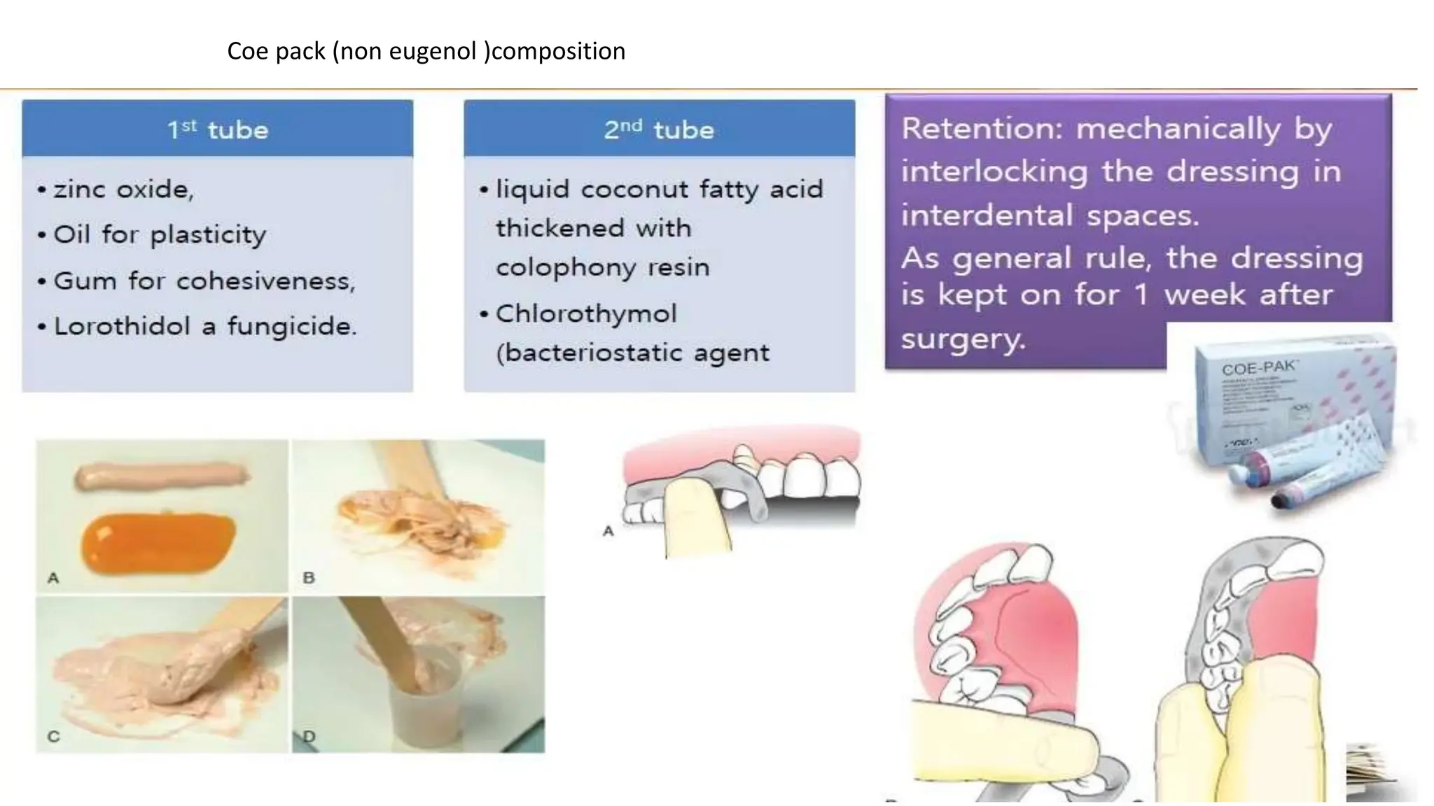 Coe pack (non eugenol )composition
