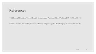 References
◦ G J Tortora, B Derrickson; Tortora’s Principle of Anatomy and Physiology; Wiley; 15th edition; 2017: 446-472 & 526-546
◦ Valerie C. Scanlon, Tina Sanders; Essentials of Anatomy and physiology; F A Davis Company; 5th edition; 2007: 187-191
4/7/2021 19
 