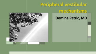 Domina Petric, MD
Peripheral vestibular
mechanisms
 