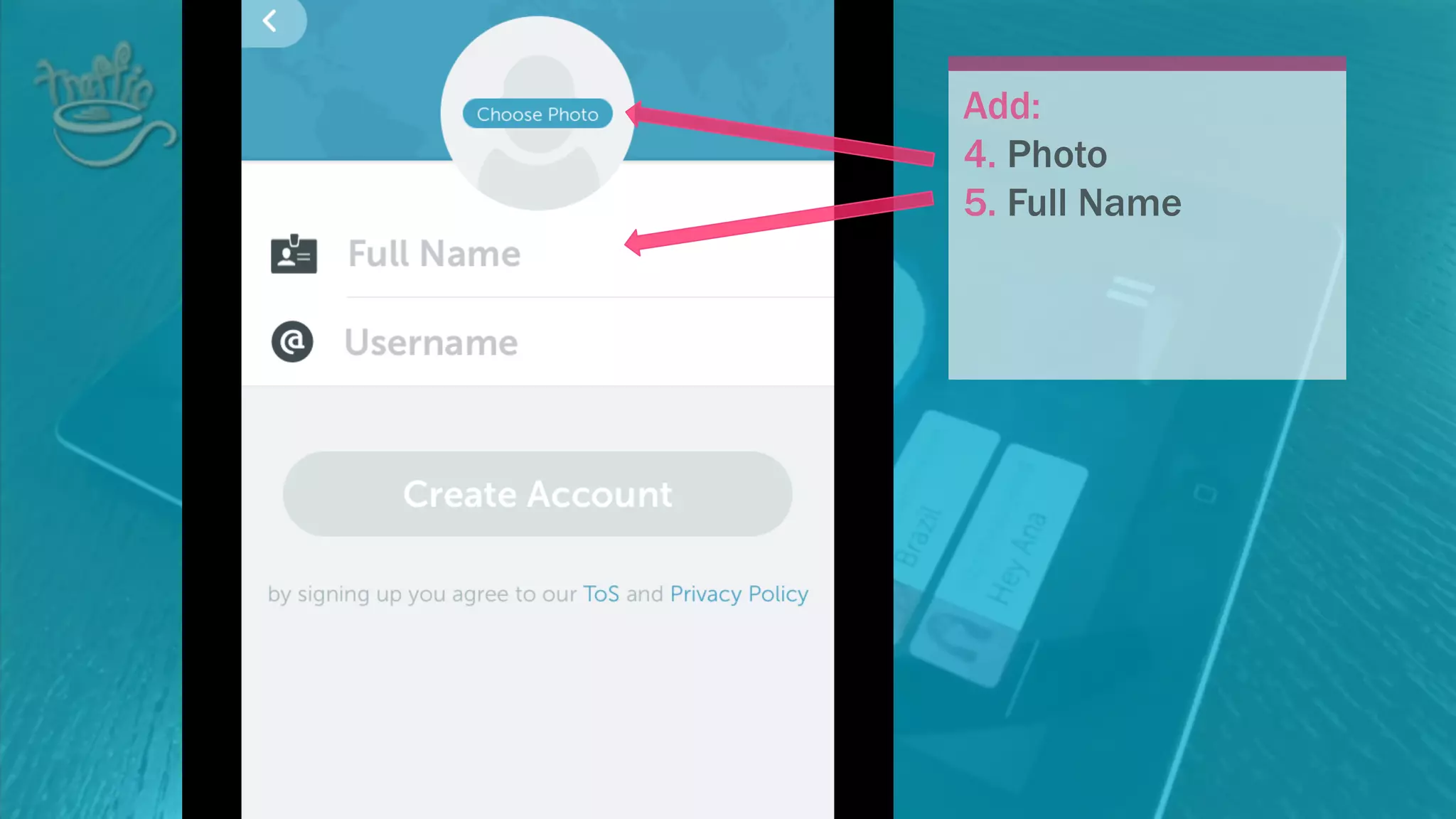 Add:
4. Photo
5. Full Name
 