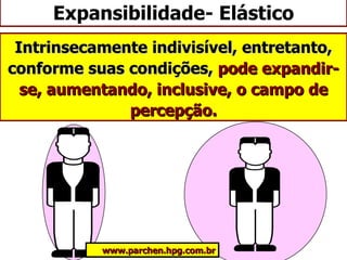 Expansibilidade- Elástico Intrinsecamente indivisível, entretanto, conforme suas condições,  pode expandir-se, aumentando, inclusive, o campo de percepção. www.parchen.hpg.com.br 