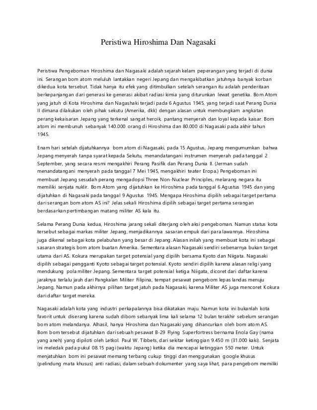 Peristiwa Hiroshima Dan Nagasaki