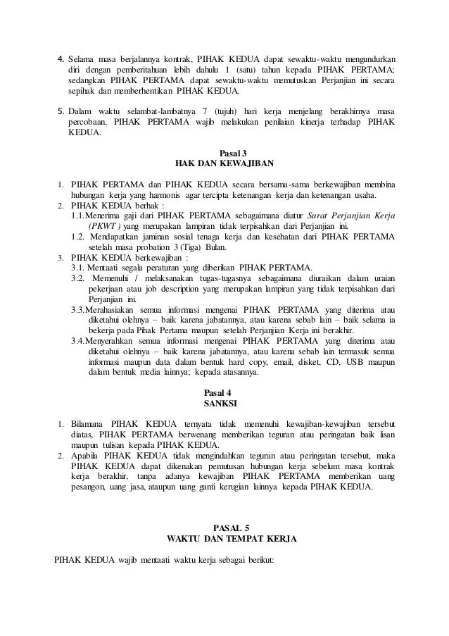 Perjanjian Kerja Waktu Tertentu