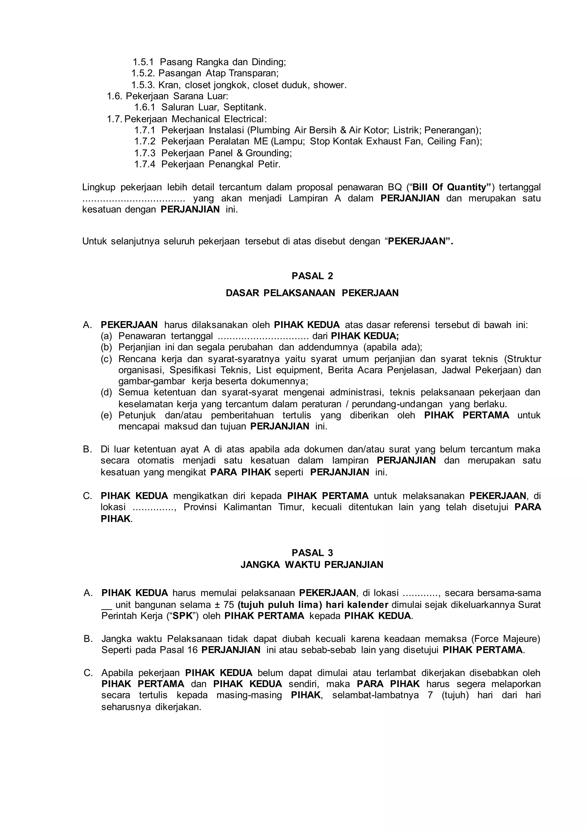 Contoh Perjanjian Pembangunan Mess Terbaru (Beli Perjanjian, Hub ...