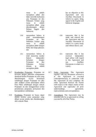Perjanjian pemegang saham shareholders agreement billingual (Indonesian - English) (Beli Perjanjian, Hub: 08118887270 (WA))