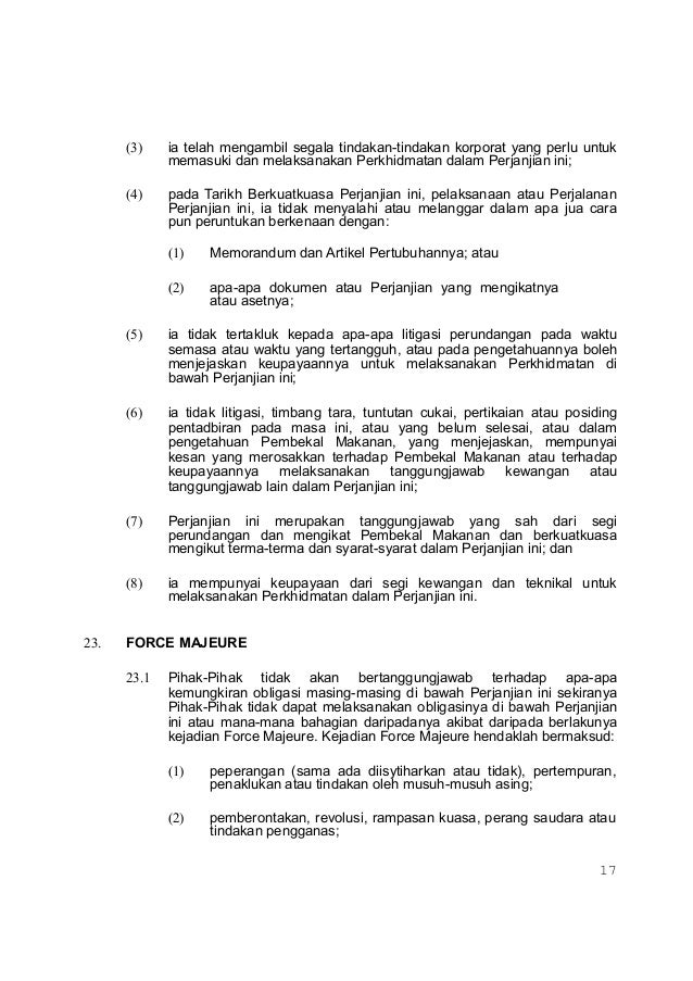 Contoh Perjanjian Rmt Sekolah Rendah