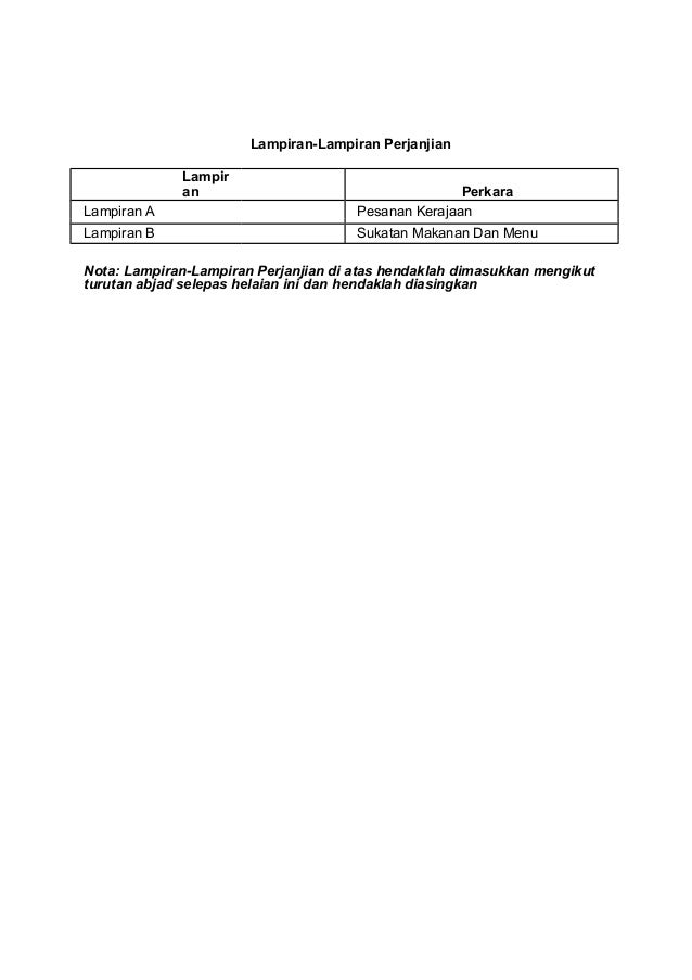 Contoh Perjanjian RMT sekolah rendah