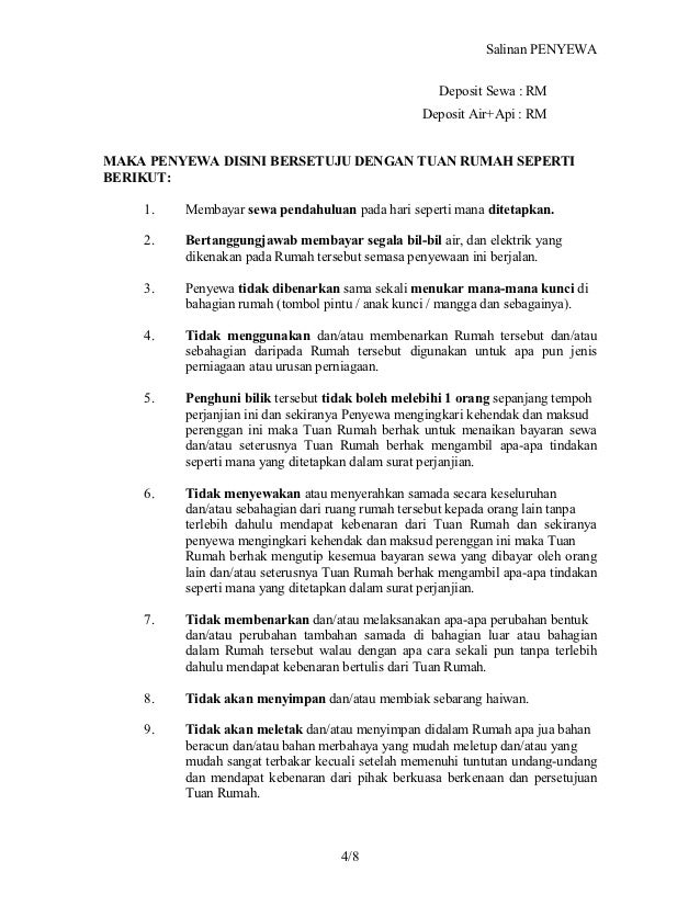 Contoh Surat Perjanjian Penyewa Rumah - Contoh Surat