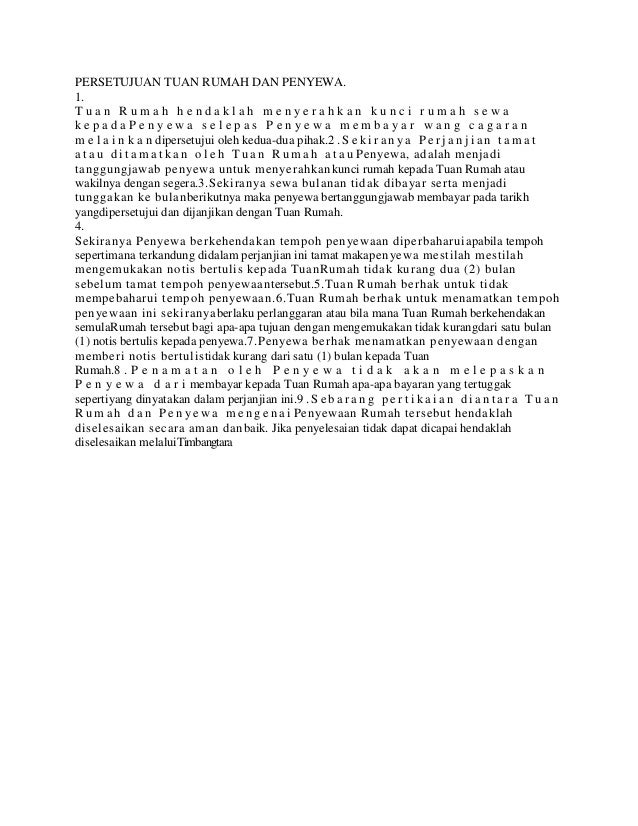 Perjanjian sewa rumah